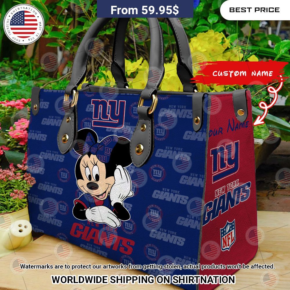 BEST New York Giants Minnie Mouse Leather Shoulder Handbag