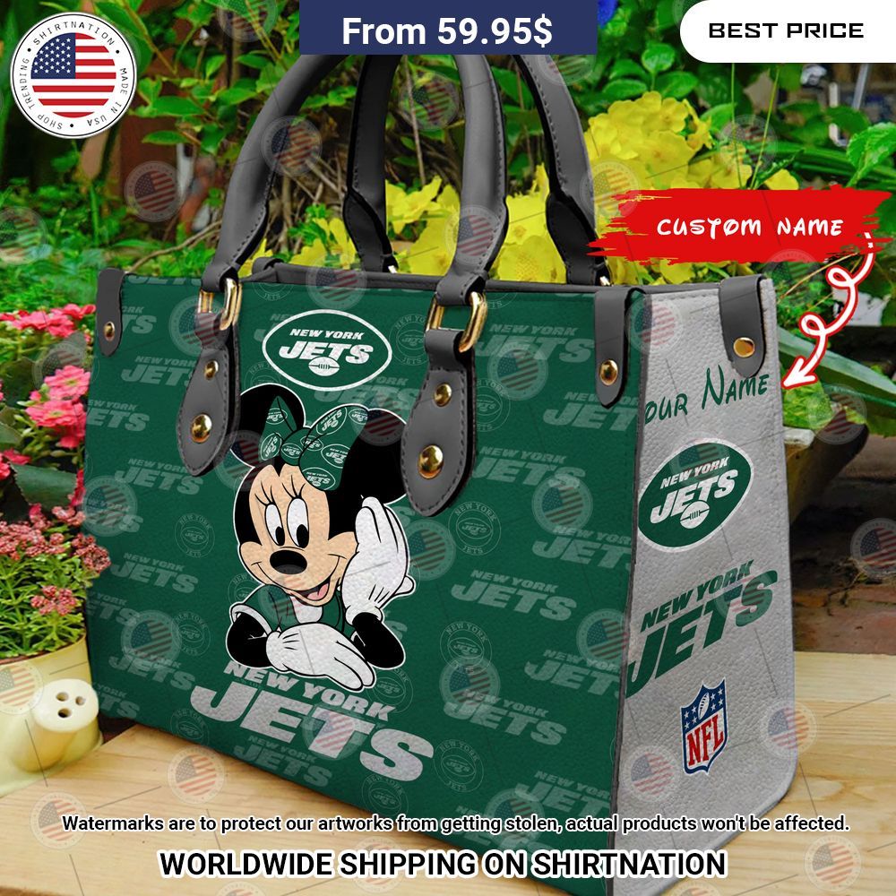 BEST New York Jets Minnie Mouse Leather Shoulder Handbag
