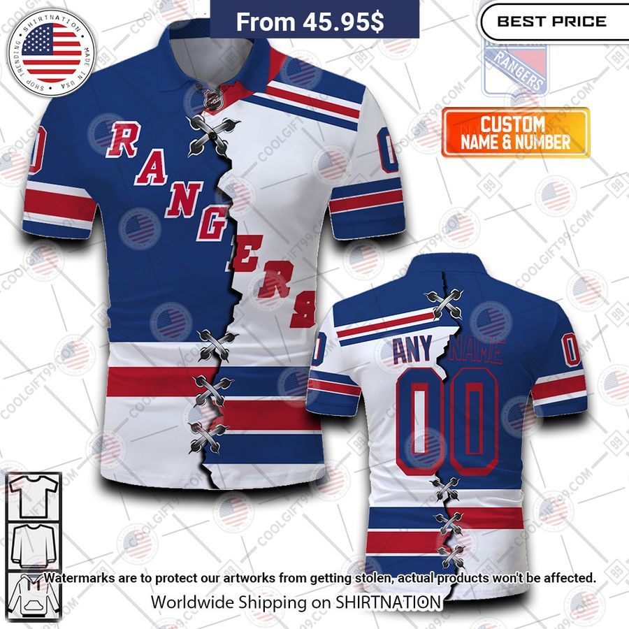 New York Rangers Mix Jersey Style Custom Polo Natural and awesome