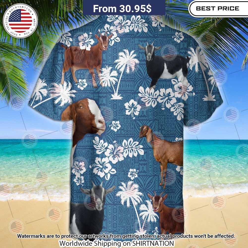 Nubian Goat Blue Tribal Hawaiian Shirt It is too funny