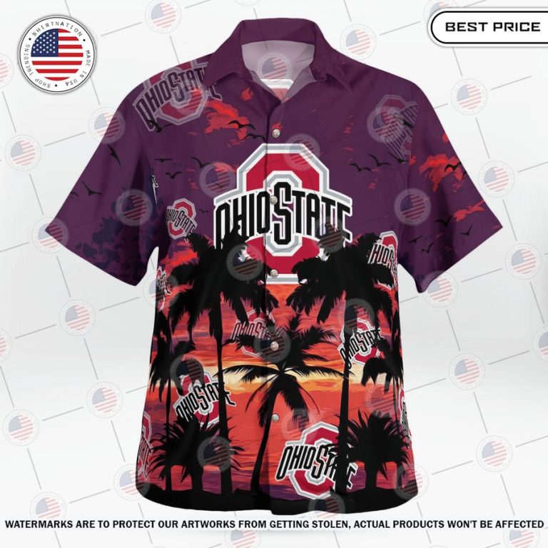 Ohio State Coconut Tree Hawaiian Shirt Cutting dash