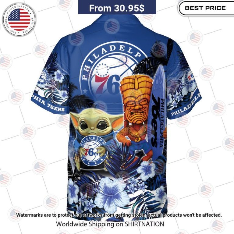 Philadelphia 76Ers Baby Yoda Hawaiian Shirt Lovely smile