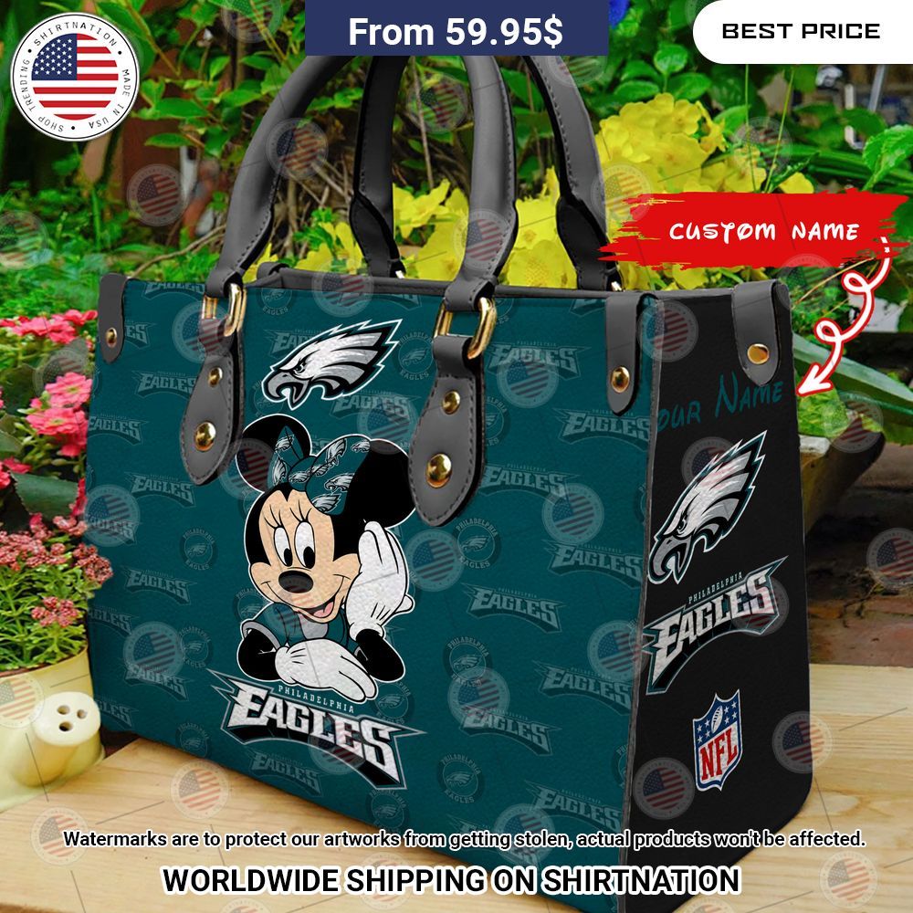 BEST Philadelphia Eagles Minnie Mouse Leather Shoulder Handbag