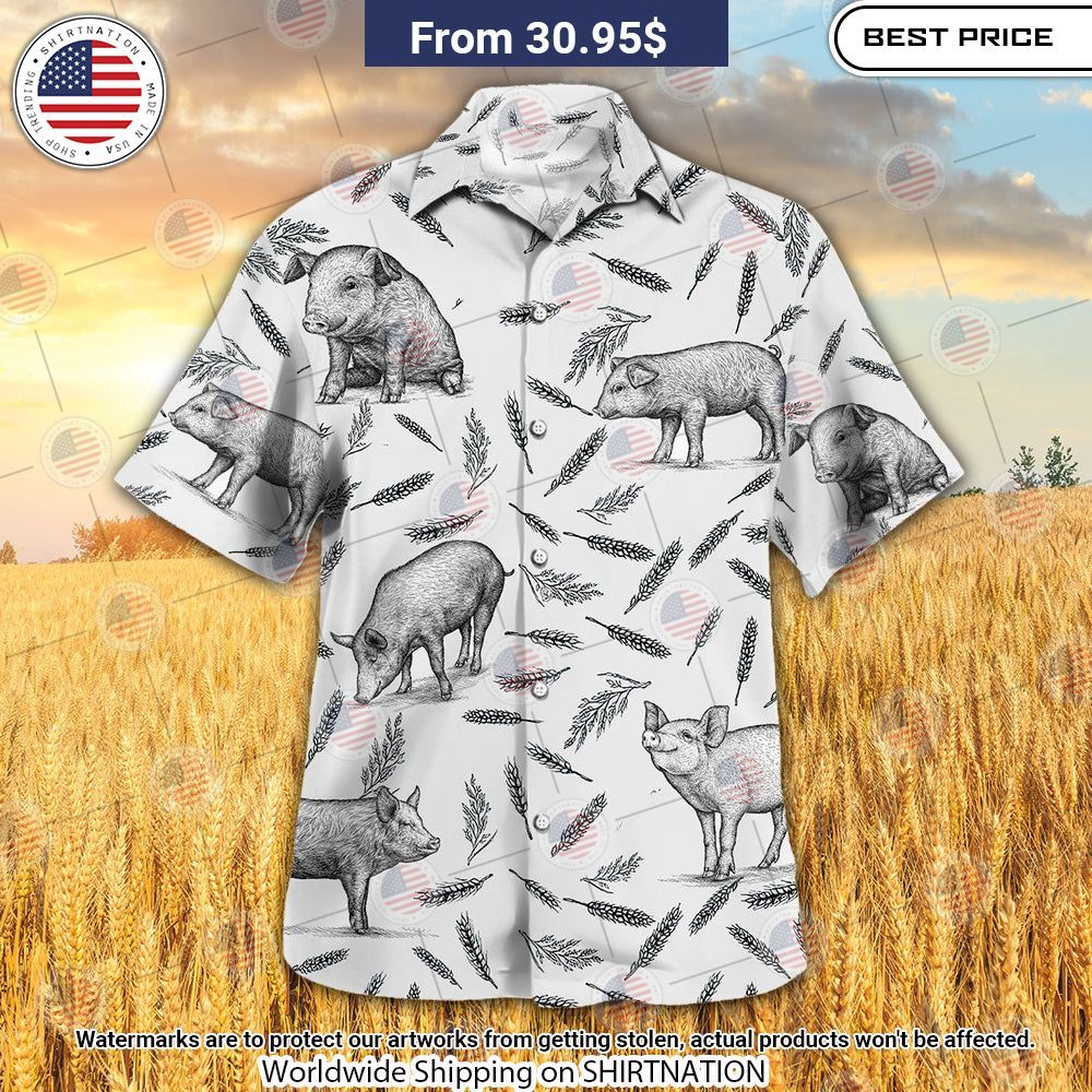 Pig Pattern Hawaiian Shirt rays of calmness are emitting from your pic