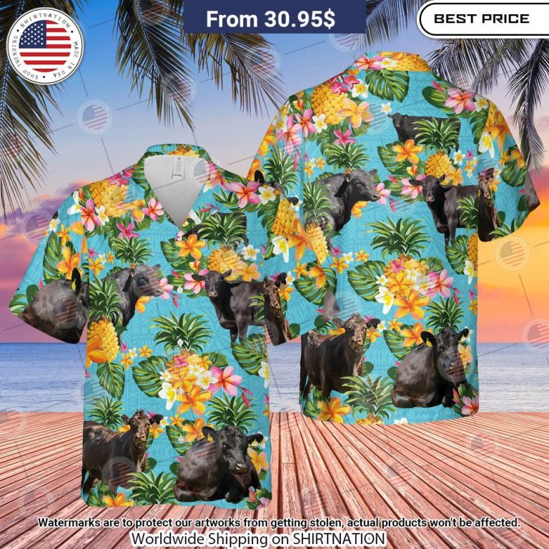 Pineapple Black Angus Cattle Lovers Hawaiian Shirt Generous look