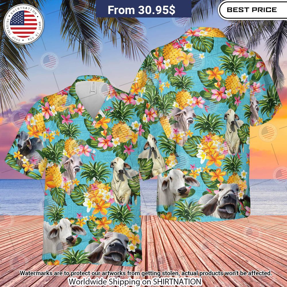 Pineapple Brahman Cattle Lovers Hawaiian Shirt This is your best picture man
