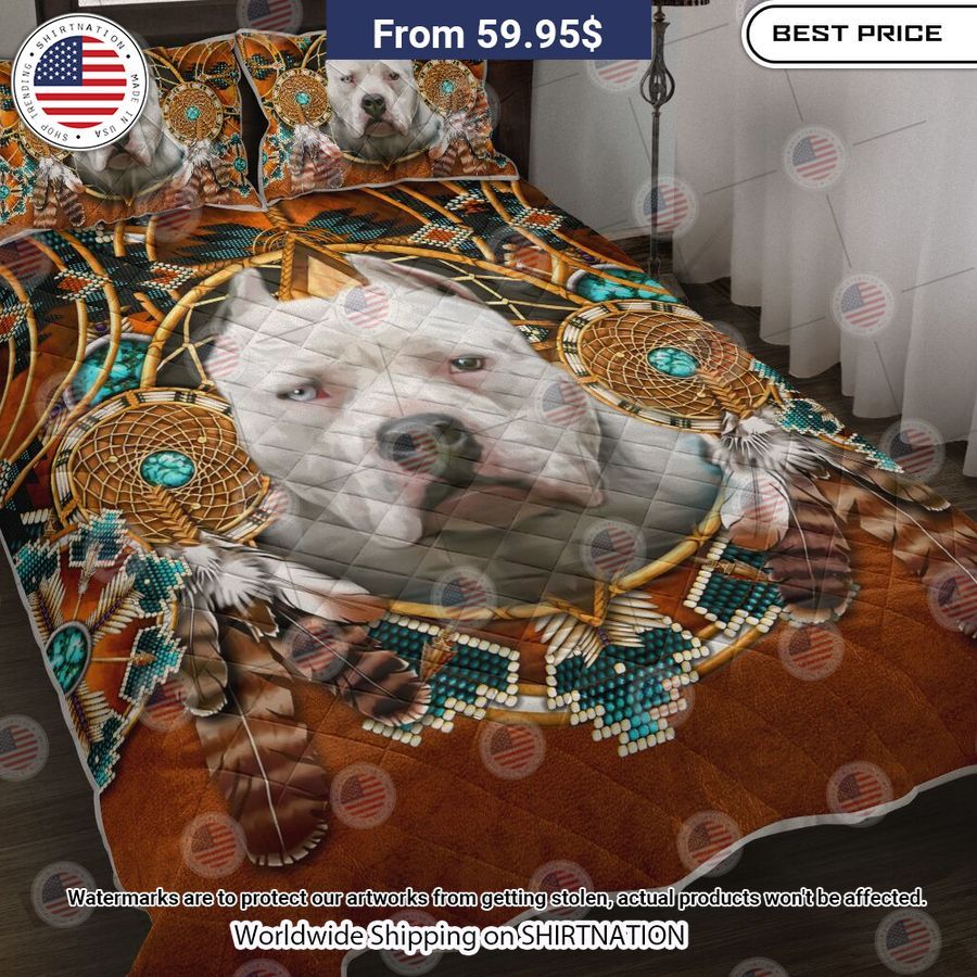 Pitbull Dog Native American Leather Bedding Cutting dash