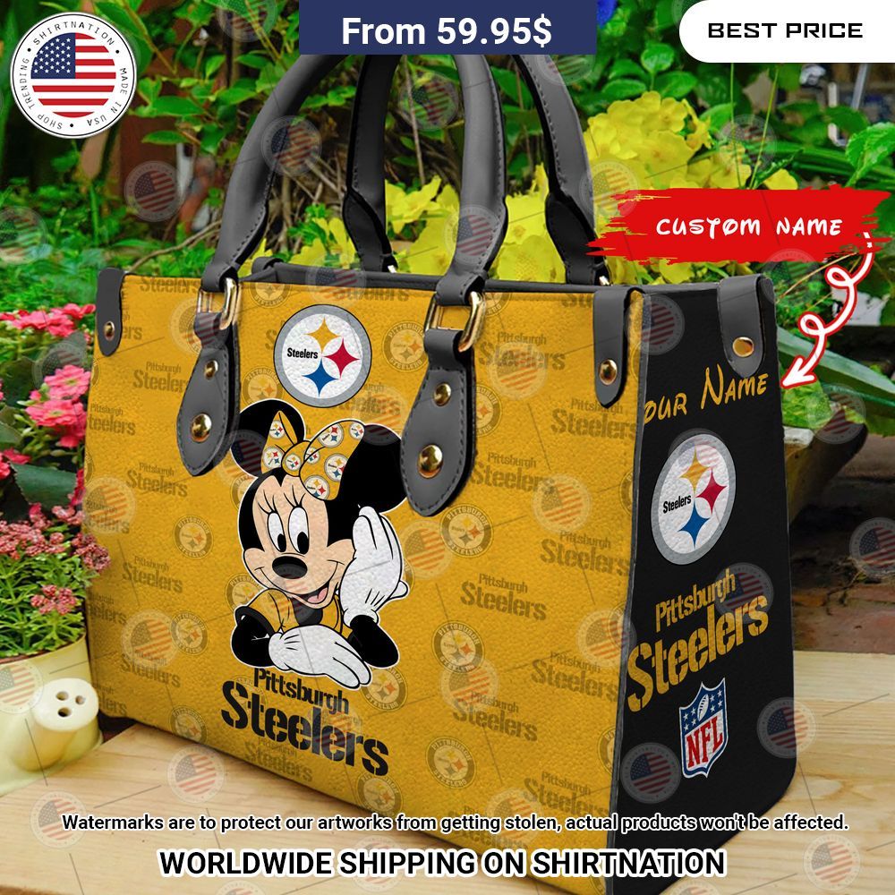 Pittsburgh Steelers Minnie Mouse Leather Handbag Lovely smile
