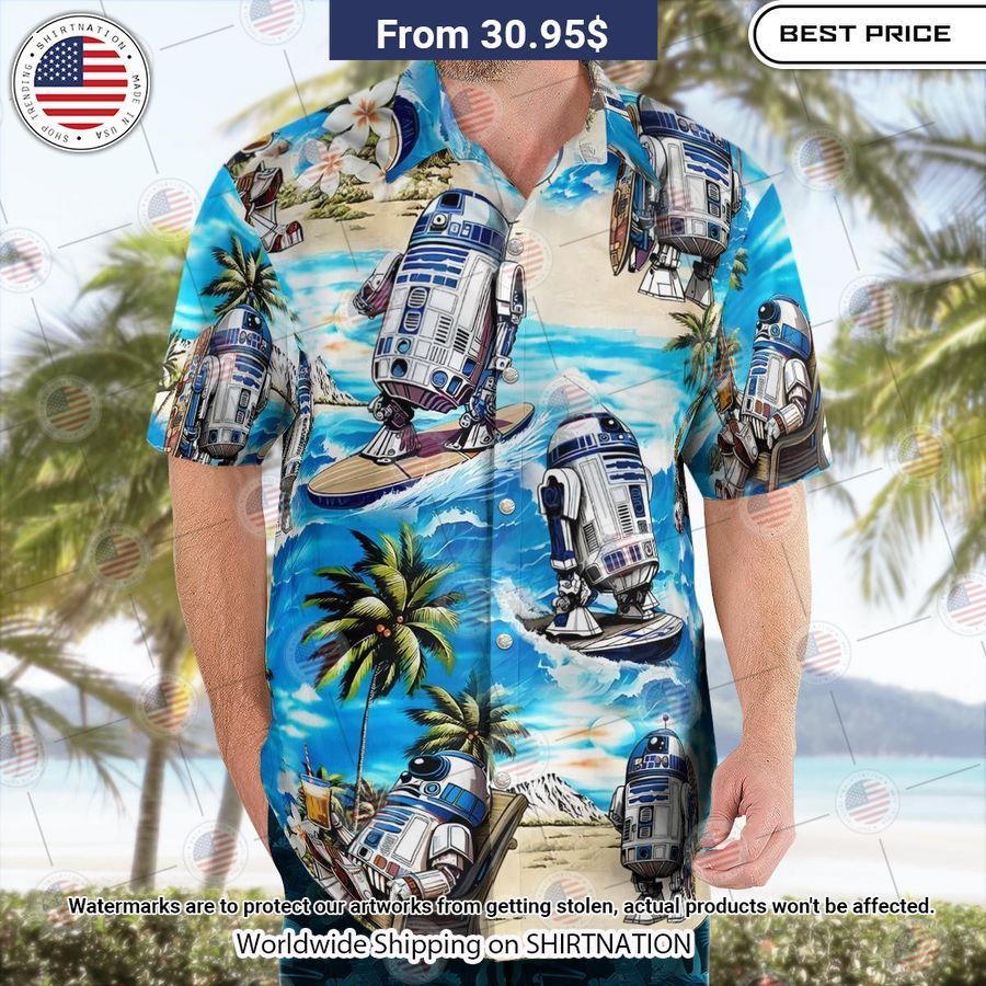 R2D2 Star Wars Surfing Hawaiian Shirt
