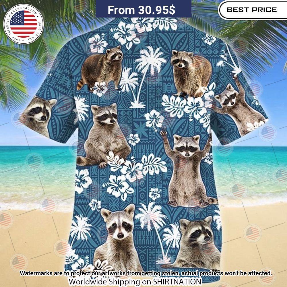 Raccoon Blue Tribal Hawaiian Shirt Loving click