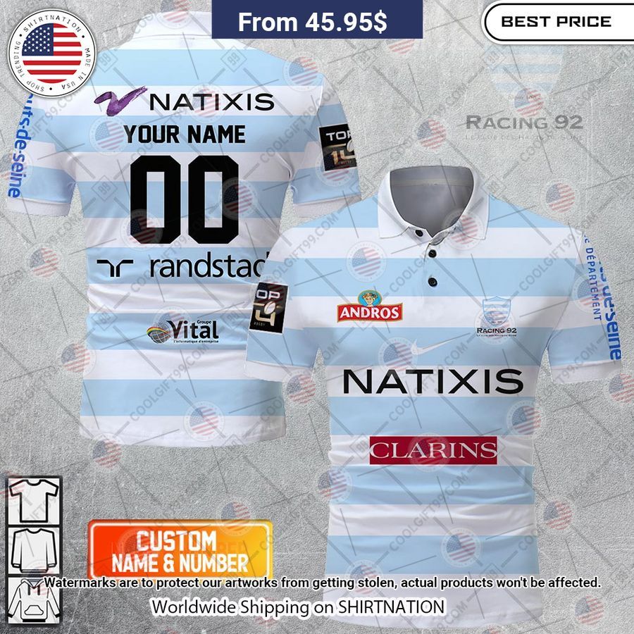 Racing 92 Rugby 2223 Jersey Style Custom Polo