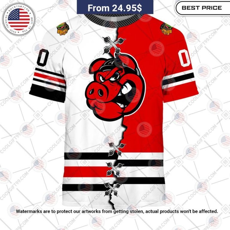 Rockford IceHogs Mix Jersey Custom Hoodie Cutting dash