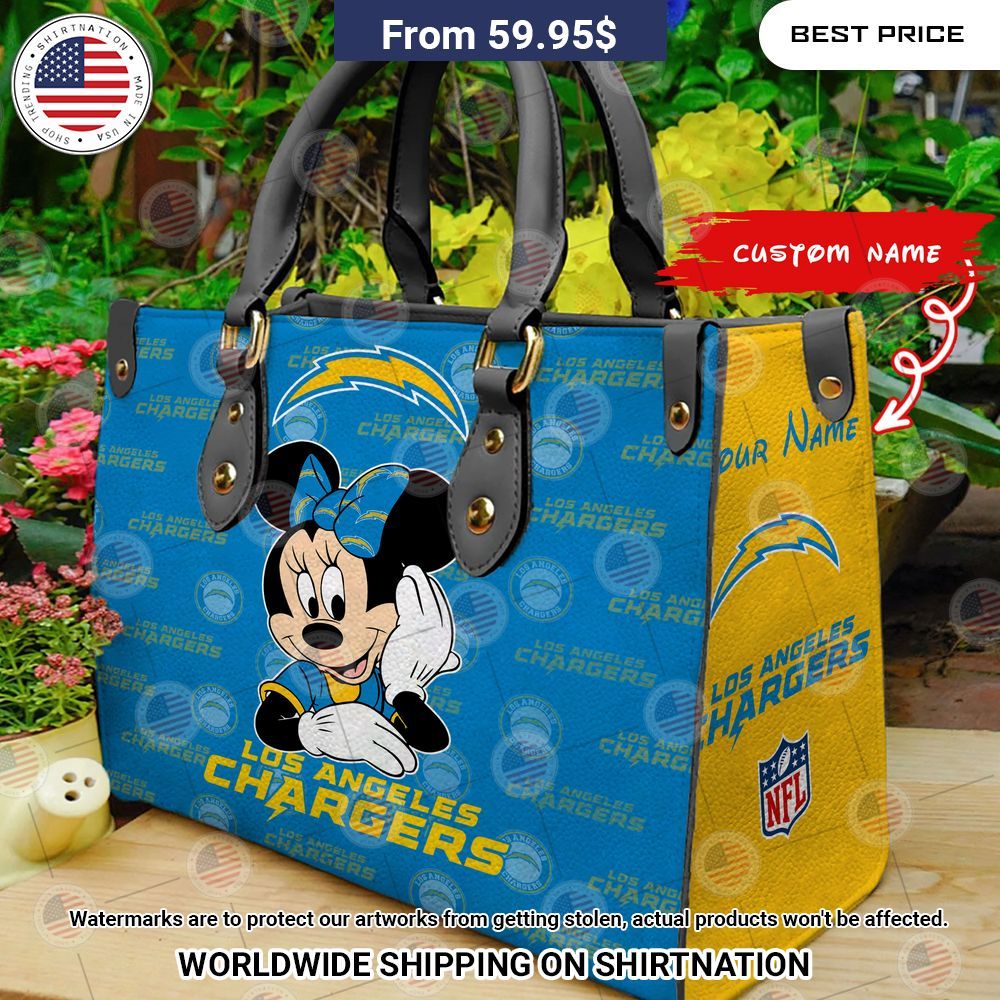 BEST San Diego Chargers Minnie Mouse Leather Shoulder Handbag