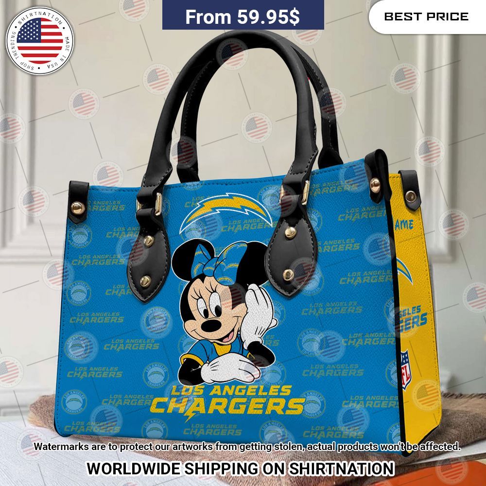 San Diego Chargers Minnie Mouse Leather Handbag Eye soothing picture dear