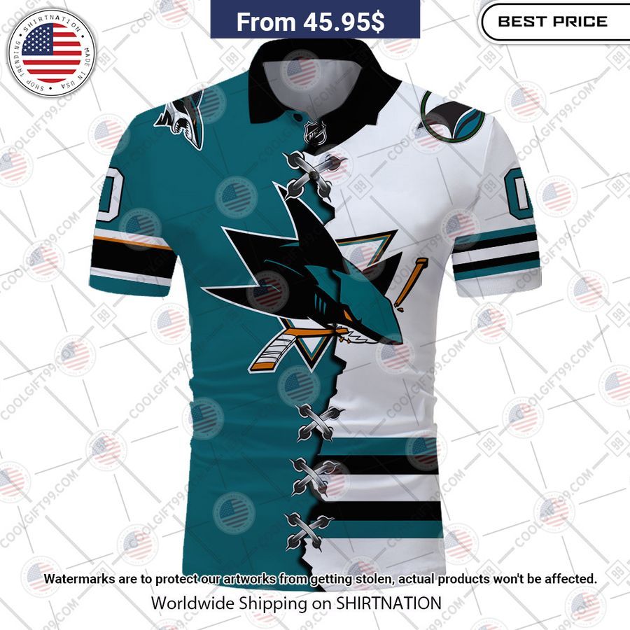 San Jose Sharks Mix Jersey Style Custom Polo Best picture ever