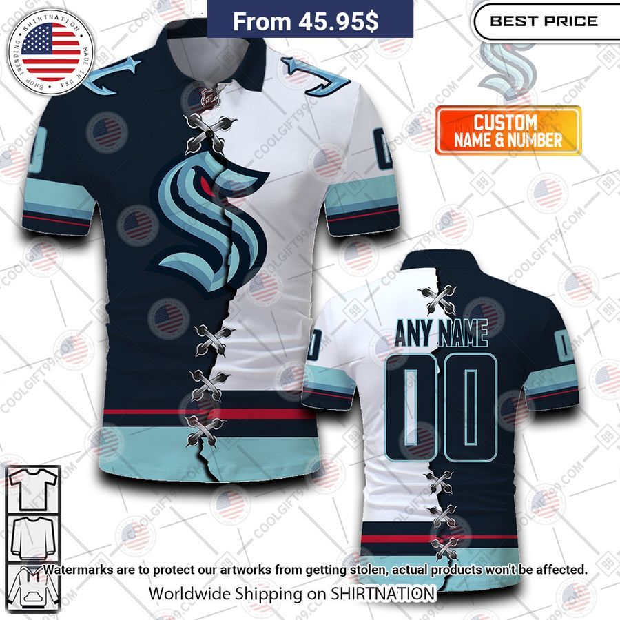 Seattle Kraken Mix Jersey Style Custom Polo Wow, cute pie