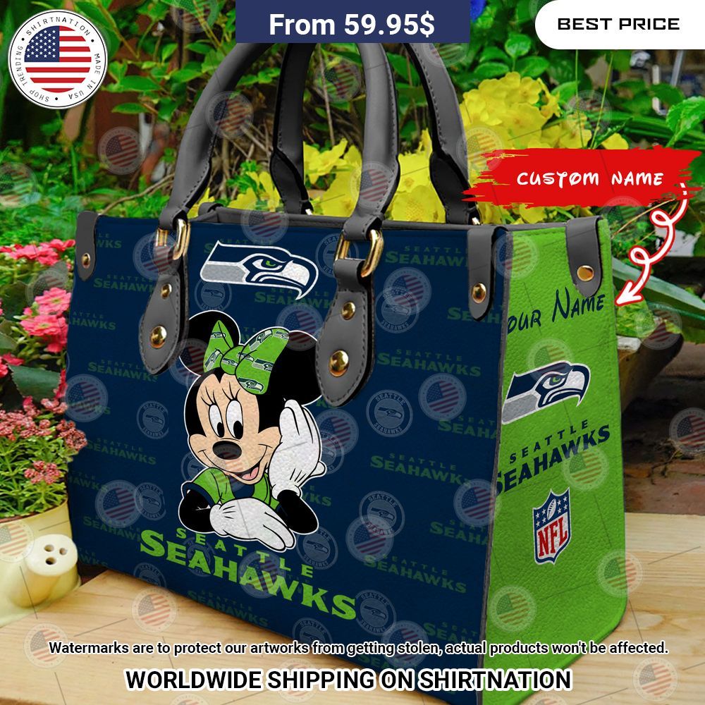 BEST Seattle Seahawks Minnie Mouse Leather Shoulder Handbag