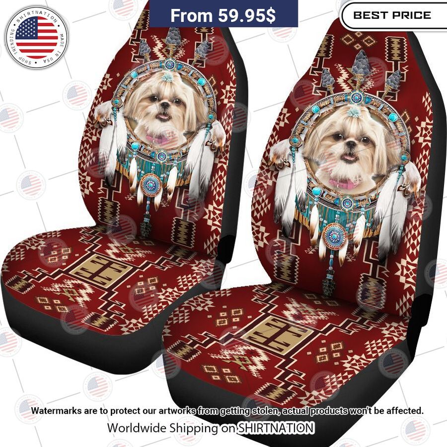 Shih Tzu Dog Native American Red Seat Cover Wow! What a picture you click