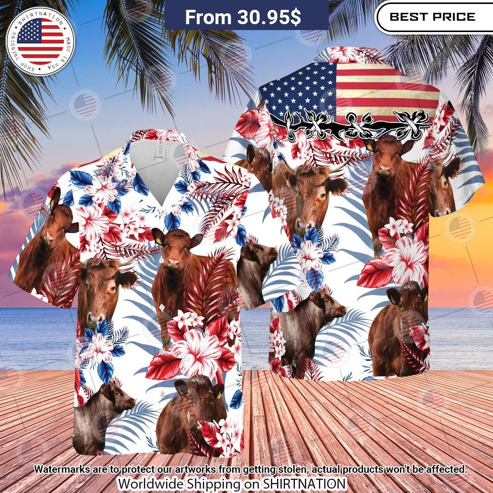 Shorthorn Cattle American Flag Shirt Nice elegant click