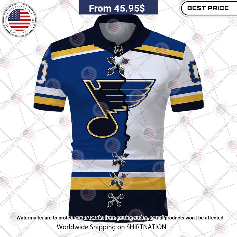 St. Louis Blues Mix Jersey Style Custom Polo Cutting dash