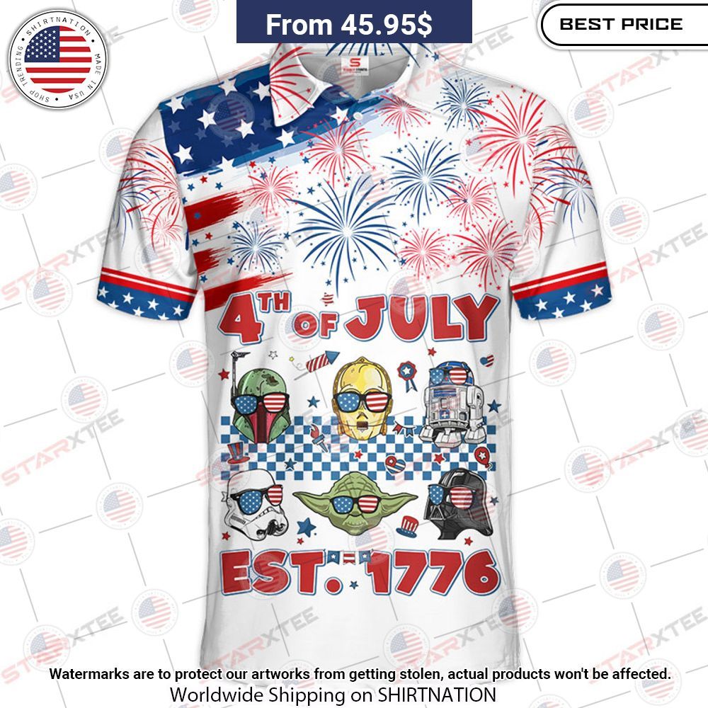 Star Wars 4th Of July Est. 1776 Polo Shirt Wow, cute pie