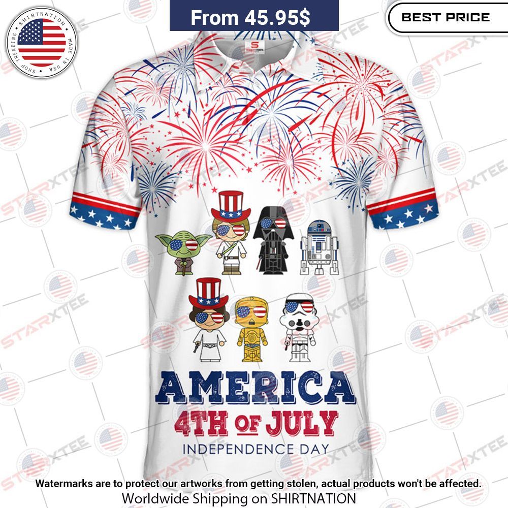 Star Wars America 4th Of July Independence Day Polo Shirt Selfie expert