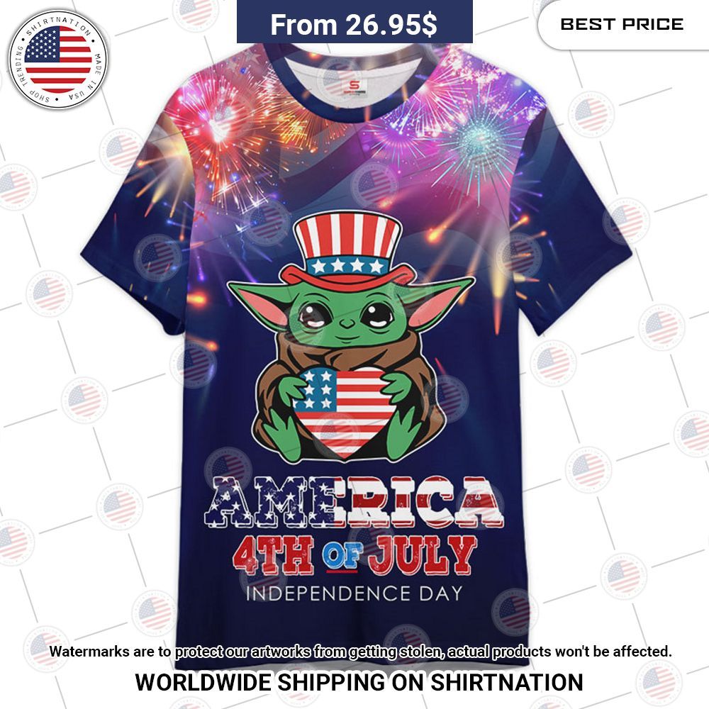Star Wars Baby Yoda America 4th Of July Independence Day T-Shirt