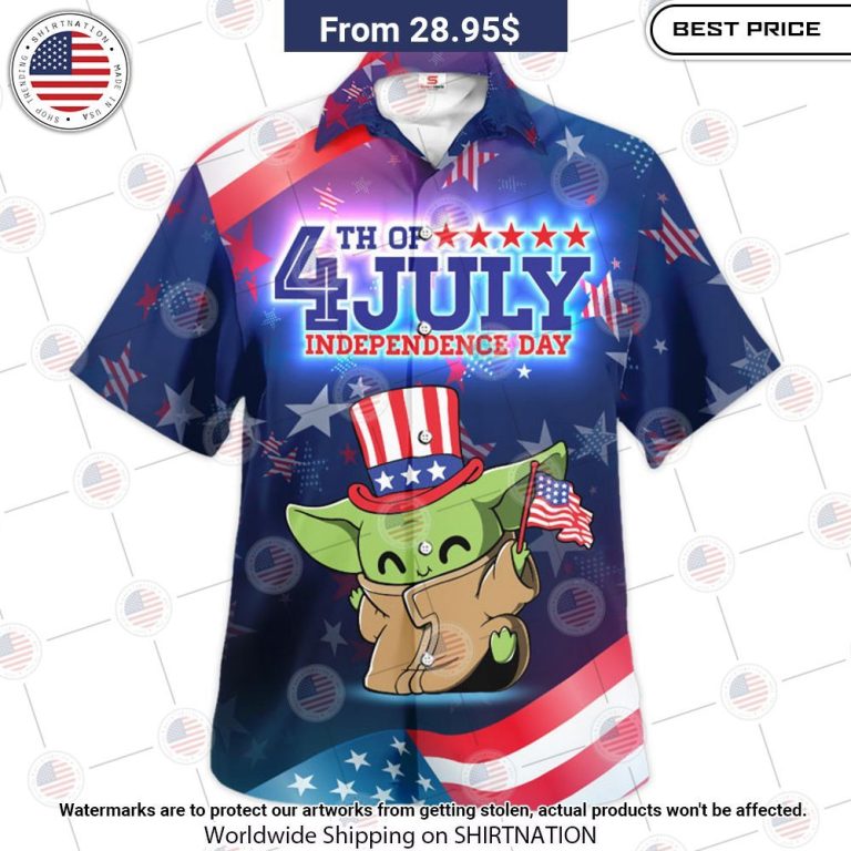 Star Wars Baby Yoda Happy 4th Of July Hawaiian Shirt Damn good