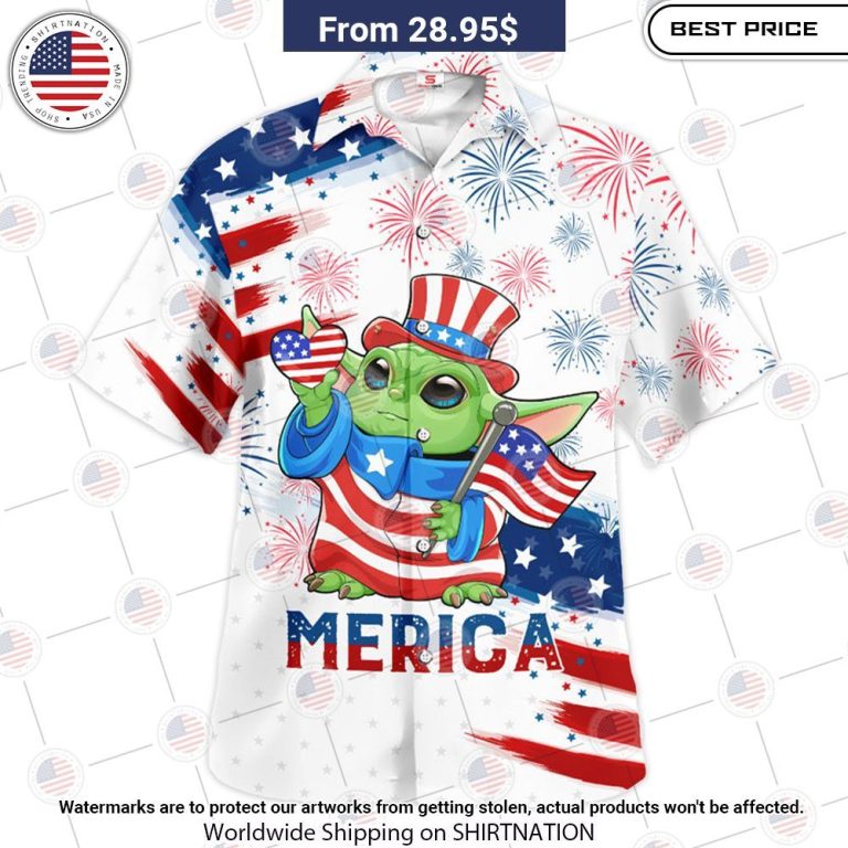 Star Wars Baby Yoda Independence Day Hawaiian Shirt Pic of the century