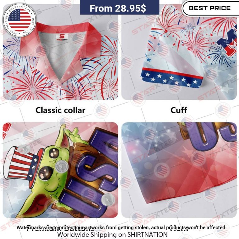 Star Wars Baby Yoda Merica 4th Of July Hawaiian Shirt Rocking picture