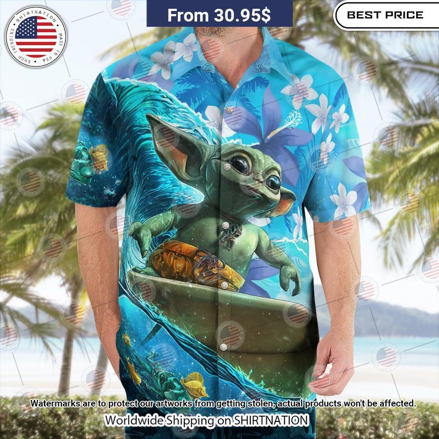 Star Wars Baby Yoda Surfing Hawaiian Shirt