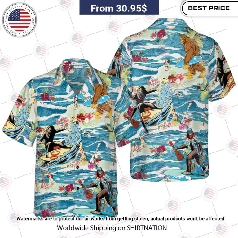 Surfing Bigfoot Hawaiian Shirt Bless this holy soul, looking so cute