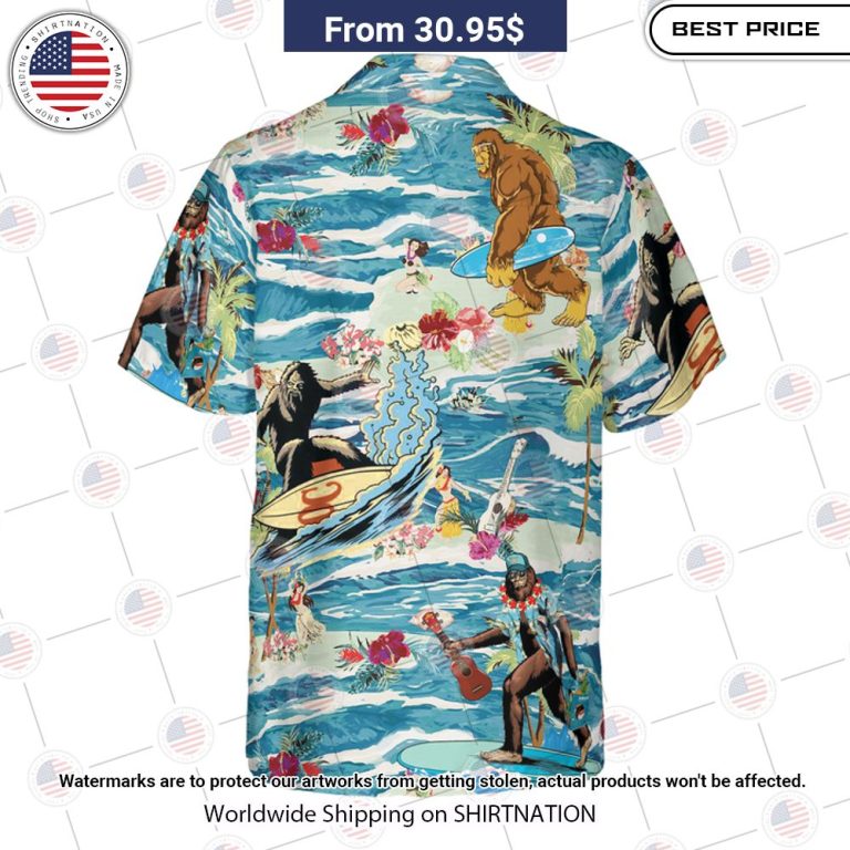 Surfing Bigfoot Hawaiian Shirt Nice Pic