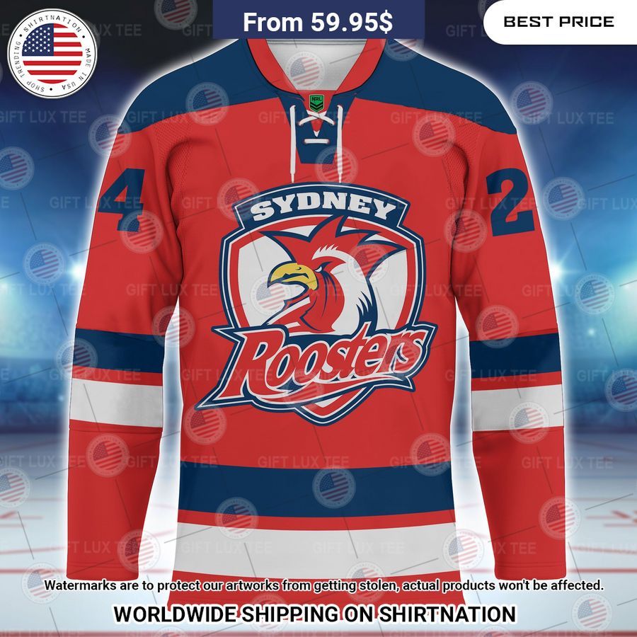 Sydney Roosters Custom Hockey Jersey Nice Pic