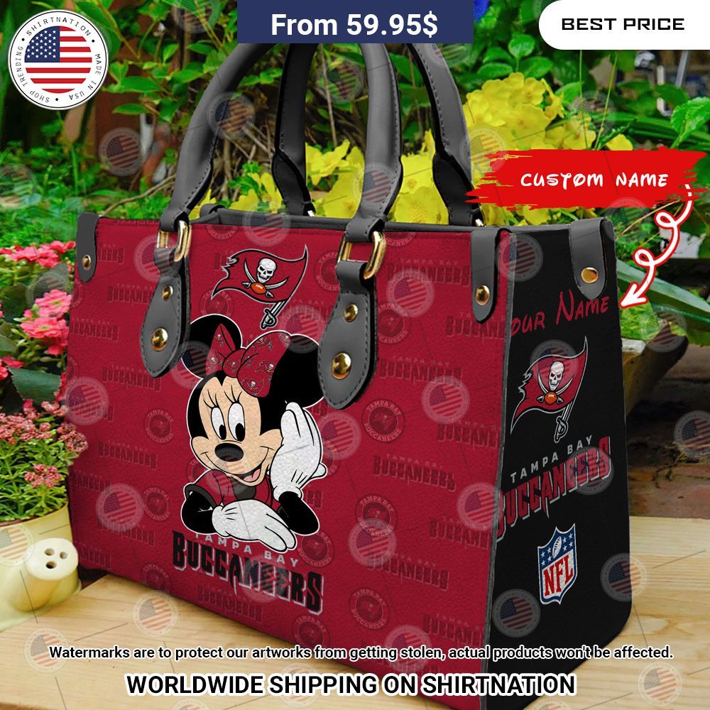 BEST Tampa Bay Buccaneers Minnie Mouse Leather Shoulder Handbag
