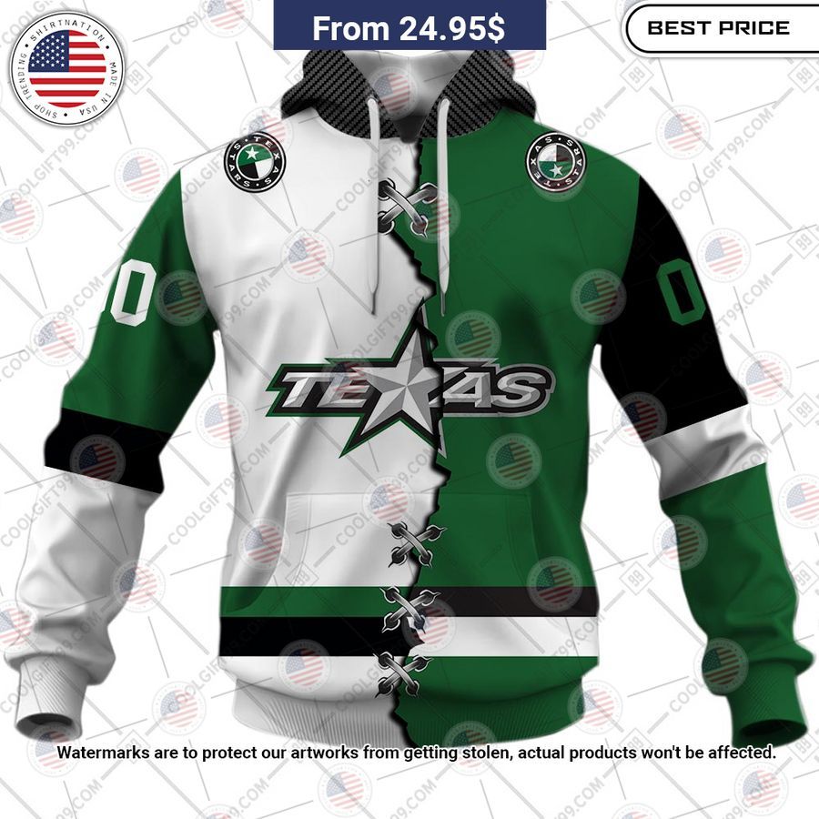 Texas Stars Mix Jersey Custom Hoodie Oh! You make me reminded of college days