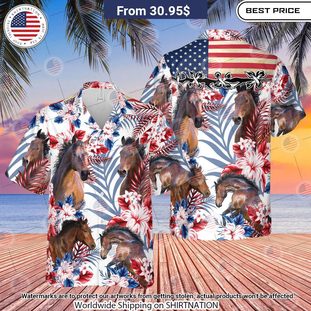 United States Flag Horse Lovers Hawaiian Shirt Hey! You look amazing dear