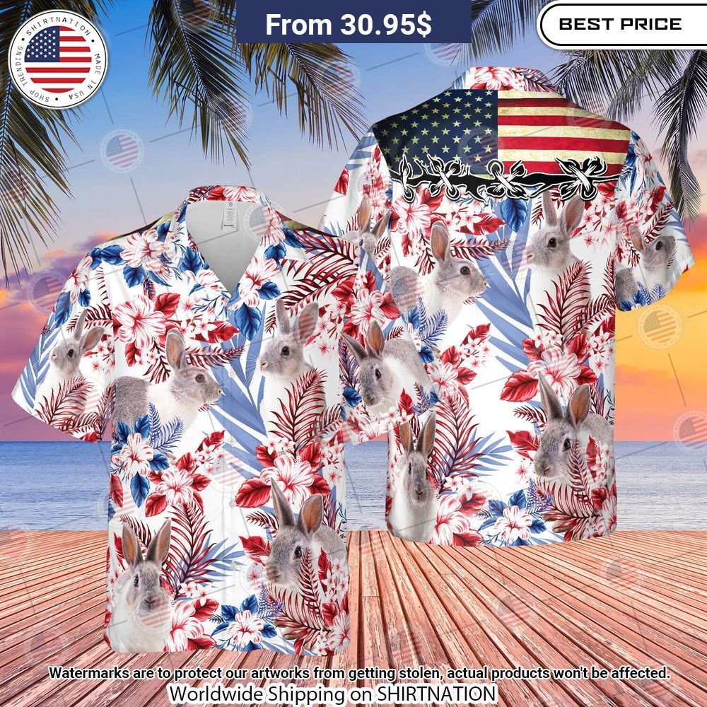 United States Flag Rabbit Lovers Hawaiian Shirt I like your hairstyle