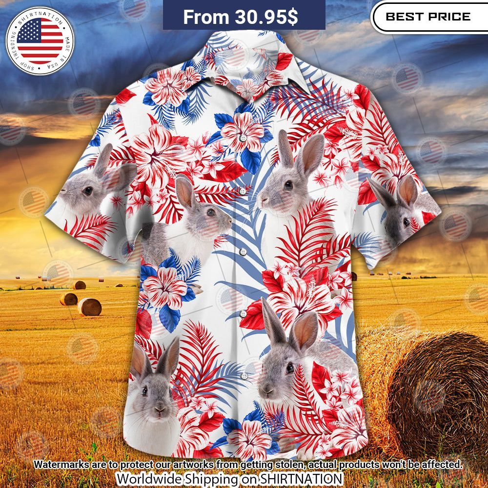 United States Flag Rabbit Lovers Hawaiian Shirt Good click