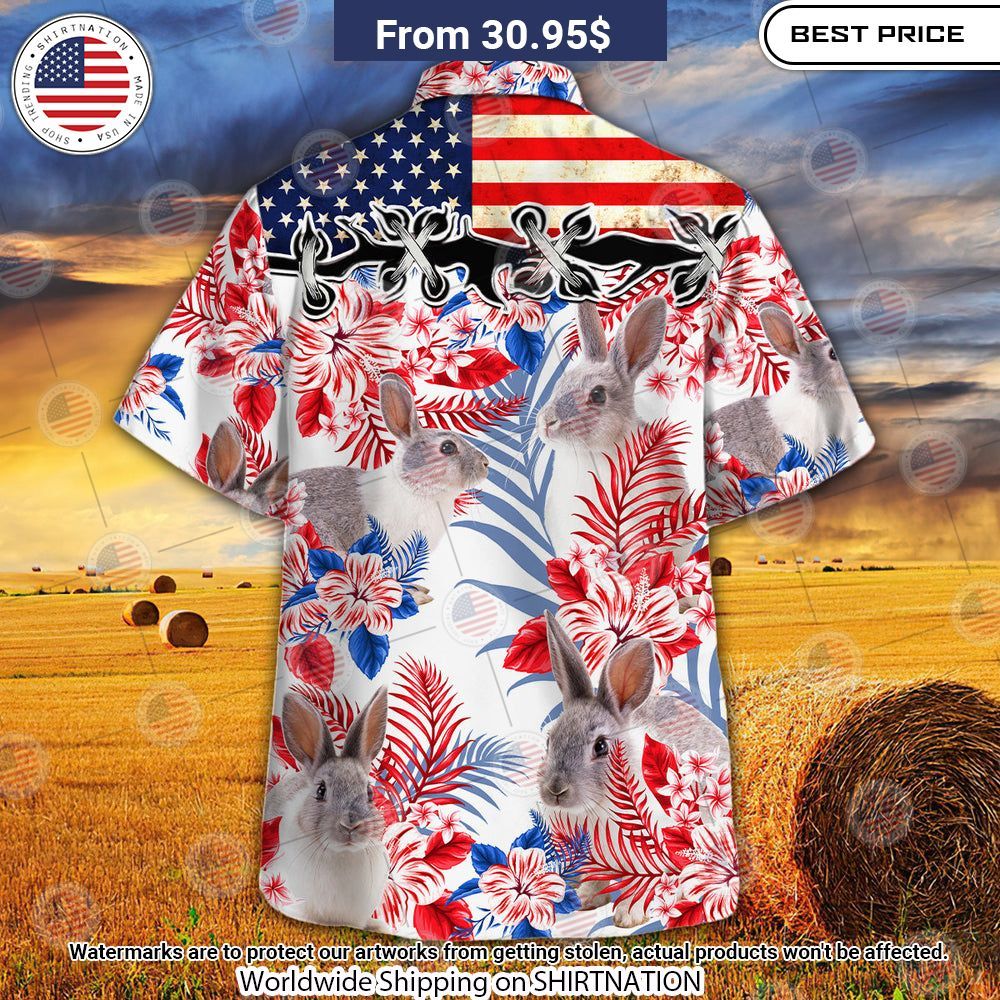 United States Flag Rabbit Lovers Hawaiian Shirt Damn good