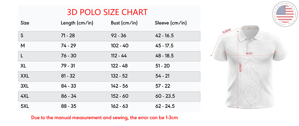 3D polo size chart shirtnation