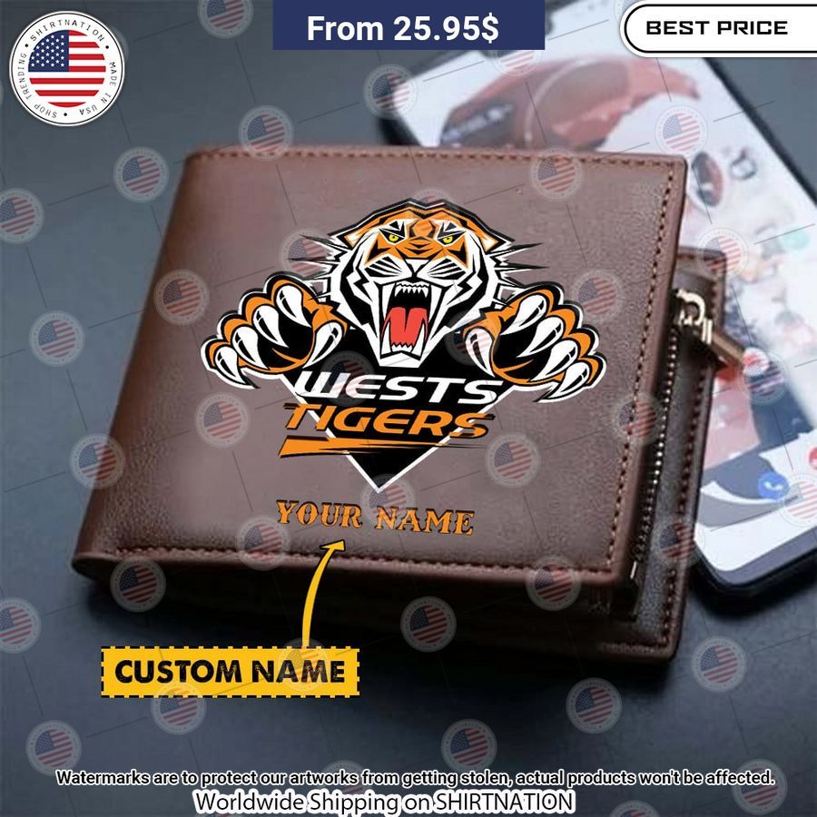 Wests Tigers Custom Leather Wallet Nice Pic