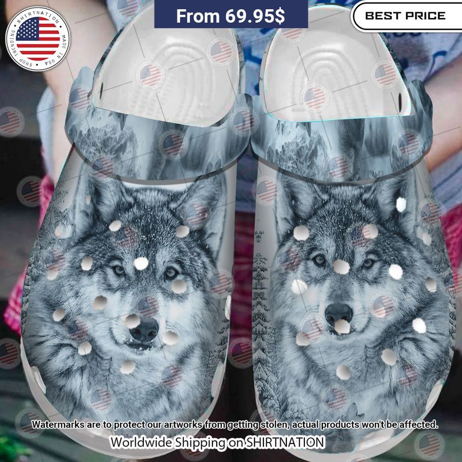 Wihte Wolf Crocs Clog Shoes