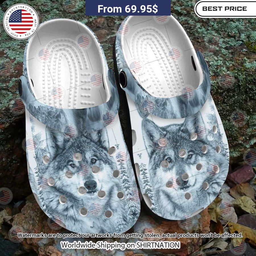 Wihte Wolf Crocs Clog Shoes Damn good
