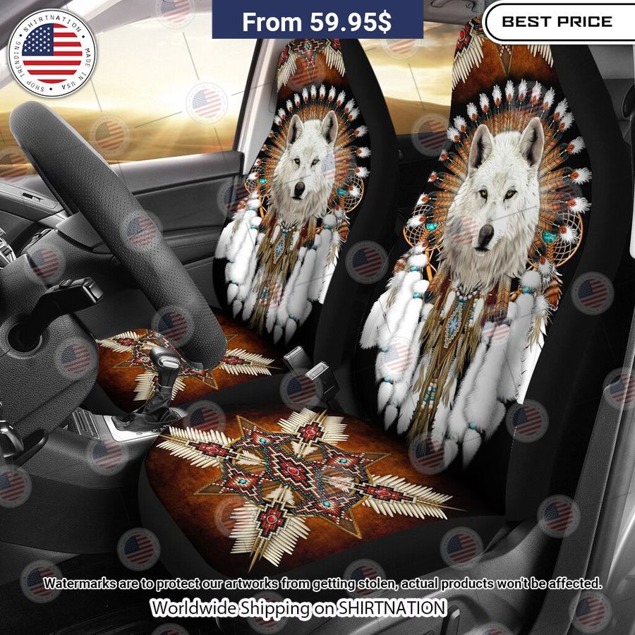 Wolf Native American Rosette Seat Cover Nice Pic
