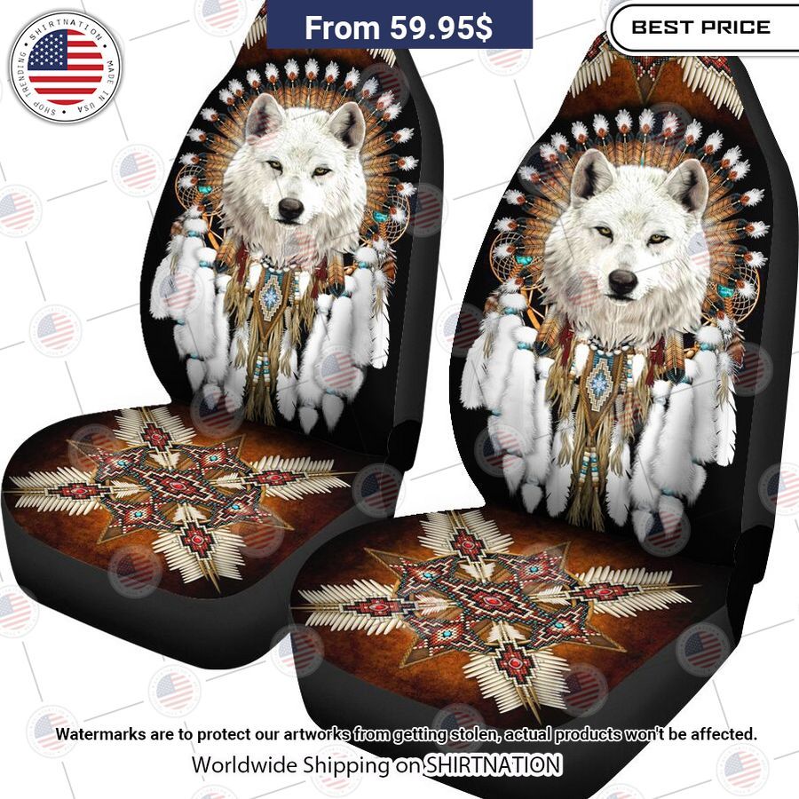 Wolf Native American Rosette Seat Cover Nice Pic
