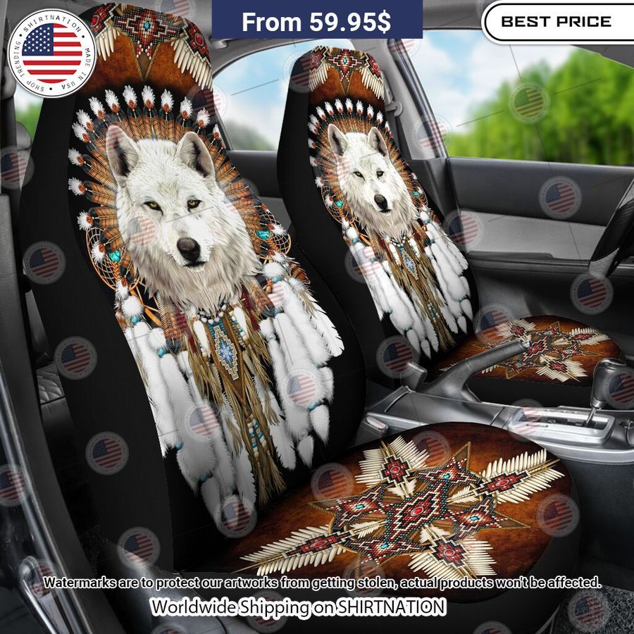 Wolf Native American Rosette Seat Cover You look handsome bro
