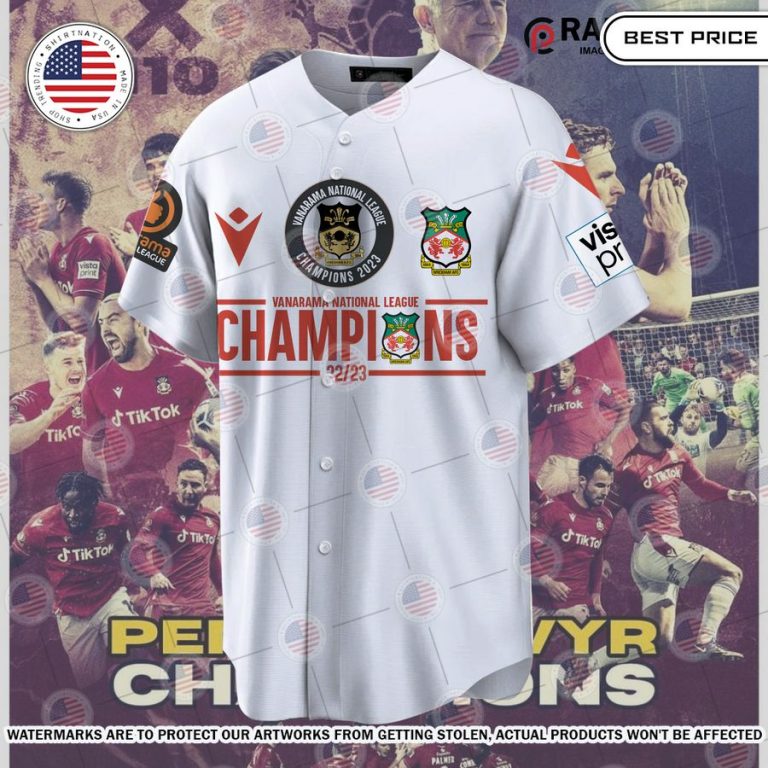 Wrexham AFC 22 23 Champions White Baseball Jersey Cool look bro