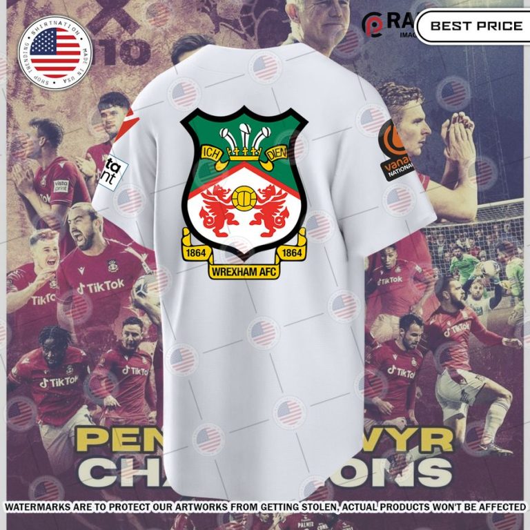 Wrexham AFC 22 23 Champions White Baseball Jersey Elegant picture.