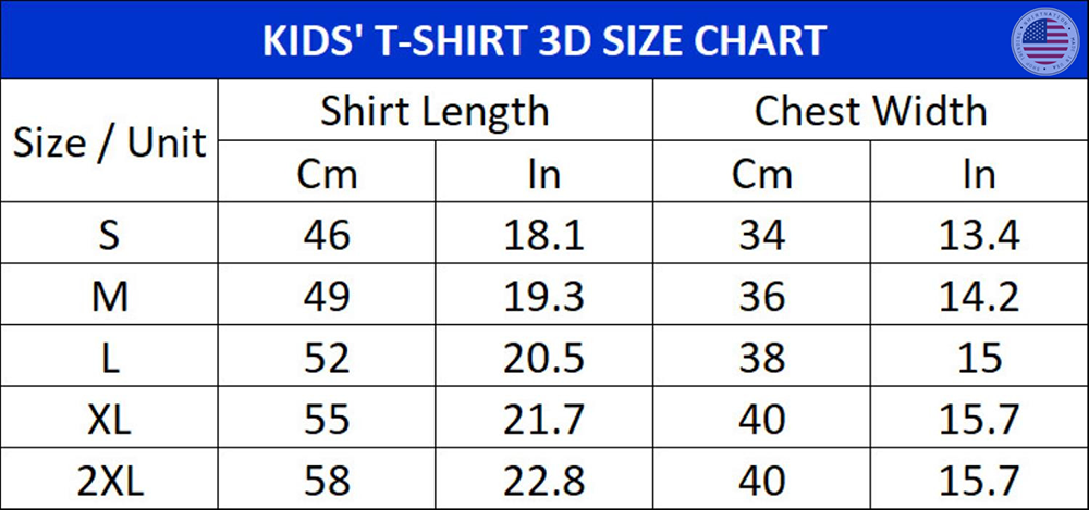 Kid T Shirt Size Chart Shirtnation
